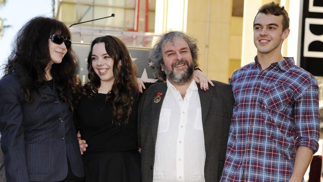 Looking forward to a rest ... Peter Jackson, with his wife Fran Walsh, far left, and their children Katie, second from left, and Billy. Picture: Chris Pizzello