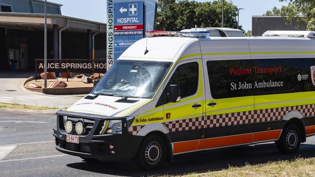 An ambulance leaves the Alice Springs hospital, where violent assaults increased the most. Picture: Kevin Farmer