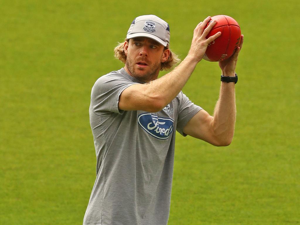 Cam Guthrie at training on Tuesday. Picture: Alison Wynd