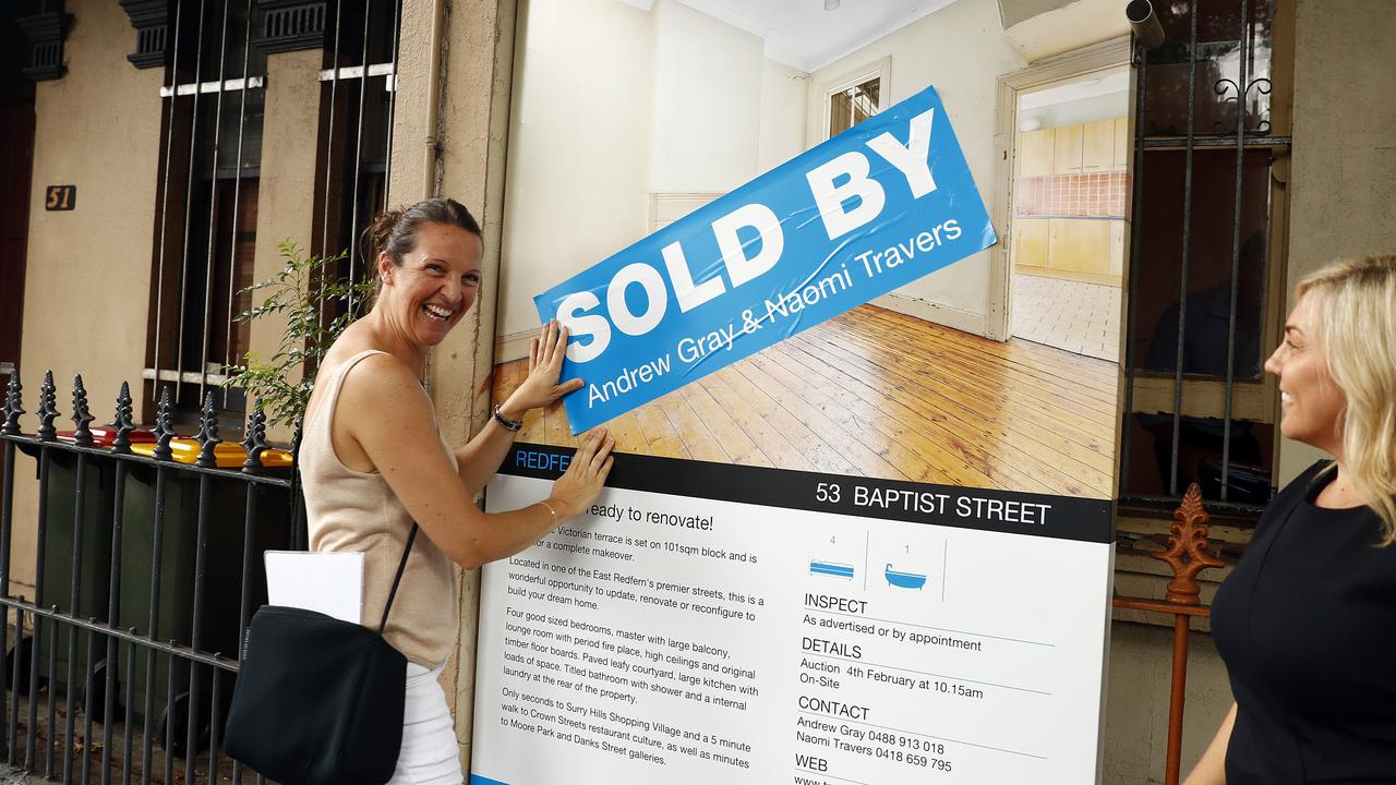 53 Baptist St Redfern auction, sold for $1.5m but winning bidder, Melanie East, was buying for a friend that was overseas. Picture: News Corp Australia