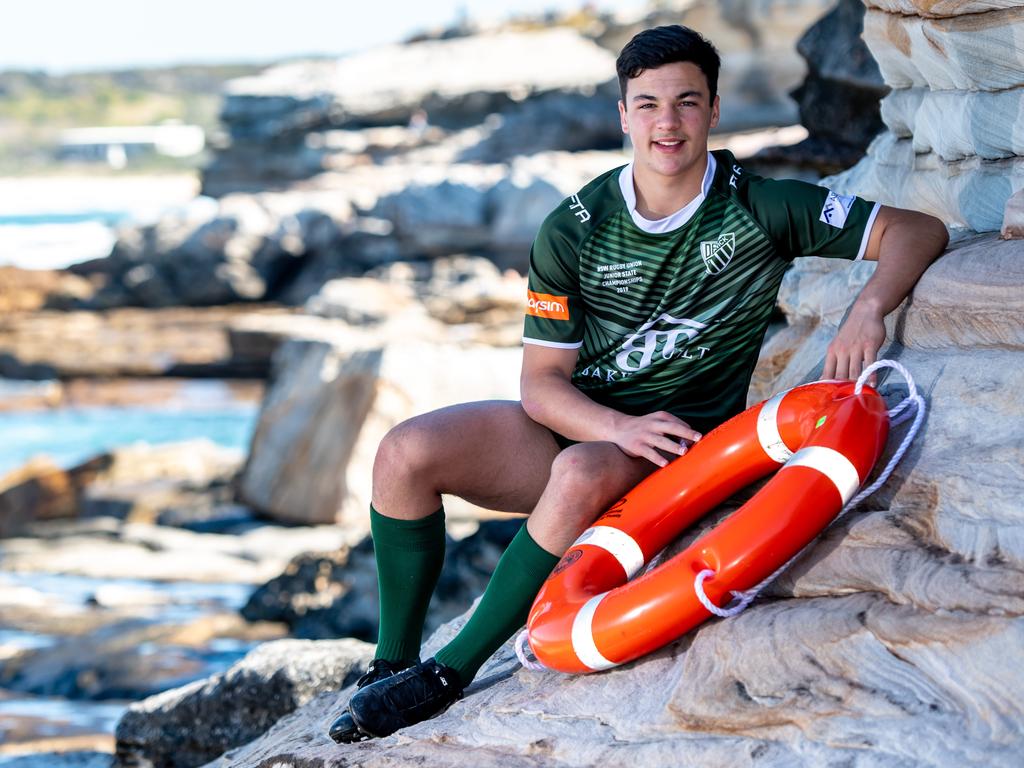 AAP Southern CourierLSS nominee and life saver Maroubra's teen Klayton Thorn poses for a photo near Mahon Pool on Saturday August 24 2019. Klayton  saved a guy's life who was drowning in the ocean near Mahon Pool last weekend. (AAP IMAGE MONIQUE HARMER)