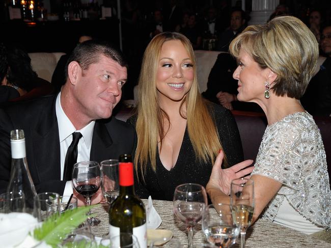 James Packer, Mariah Carey and Julie Bishop at G'Day USA 2016. Picture: John Sciulli/Getty Images for G'day USA Gala