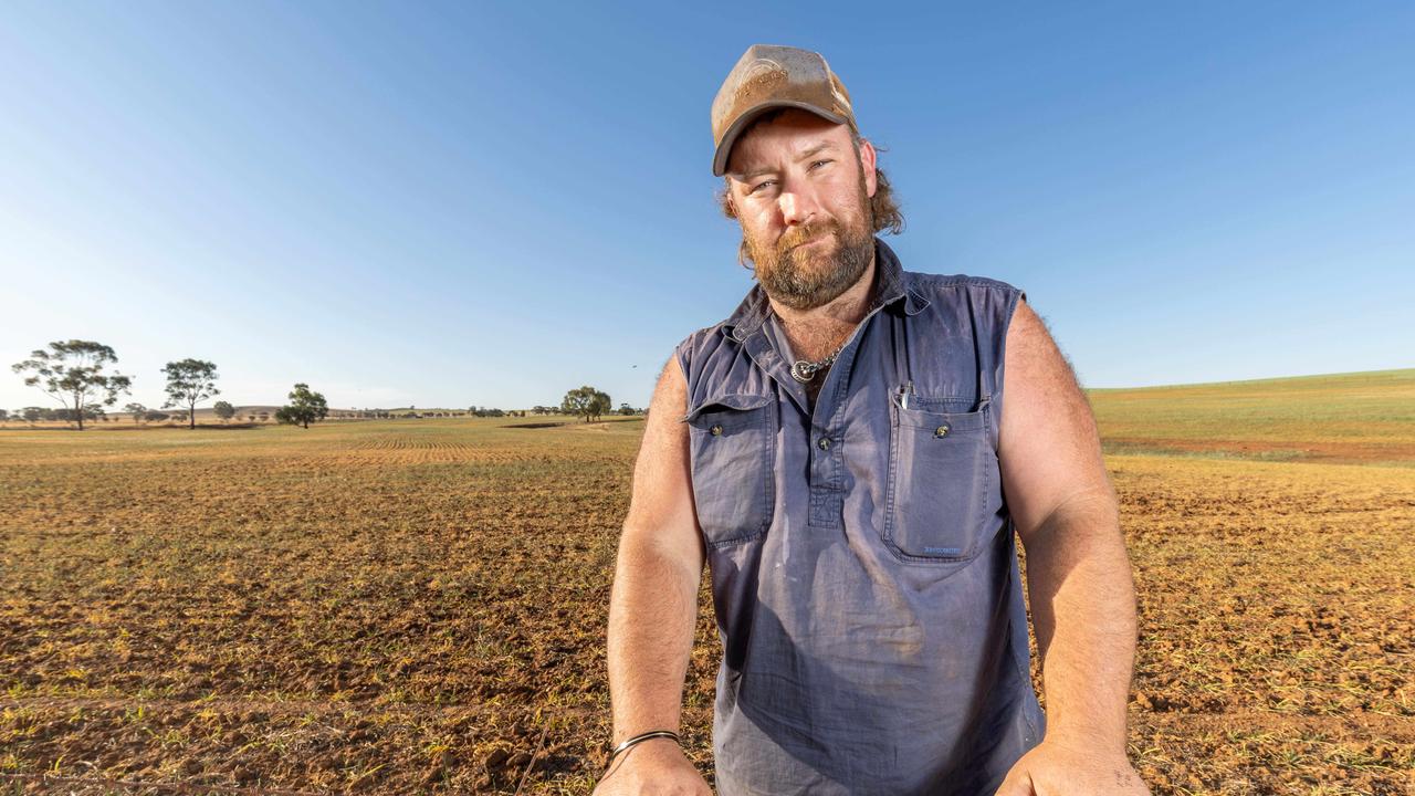 Ben Richie on his parched farm at Appila. Picture: Ben Clark