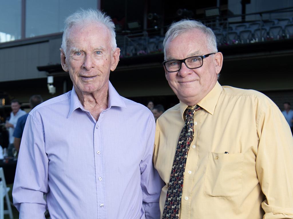 Charlie and Dale Bicheno at the launch of the Darwin Cup Carnival at the Darwin Turf Club. Picture: Keri Megelus