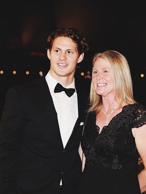 Newcastle Knights player Kalyn Ponga with his mum Adine for Mother's Day.