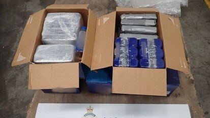 Part of a shipment of bottled water from Fiji, which concealed 50kg of cocaine.