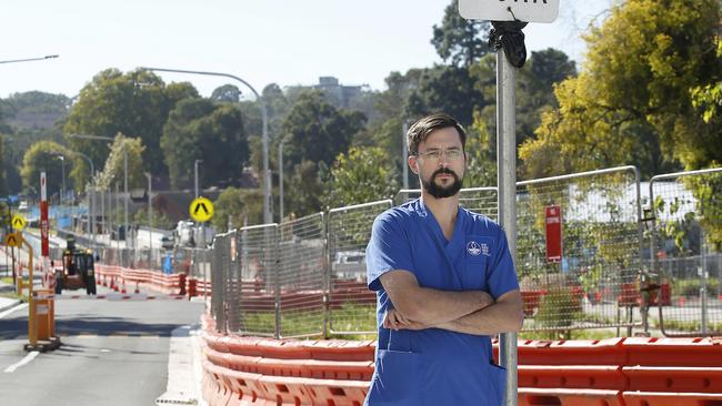 NSW Nurses and Midwives' Association’s Cumberland delegate Nick Howson fears for the safety of mental health patients when the light rail travels through Cumberland Hospital at 30km/h. Picture: John Appleyard