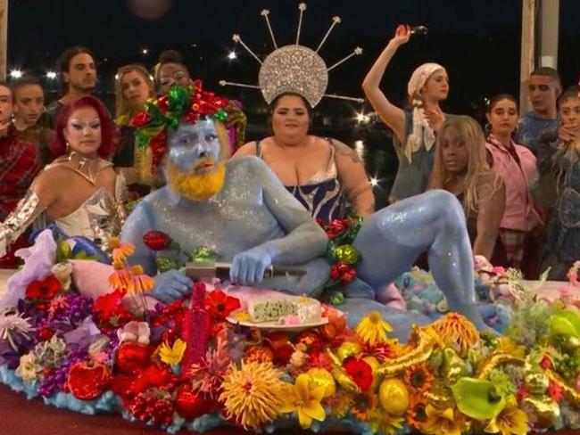 French actor Philippe Katerine appearing as the Greek god Dionysus during the Paris Olympics opening ceremony. Picture: Supplied