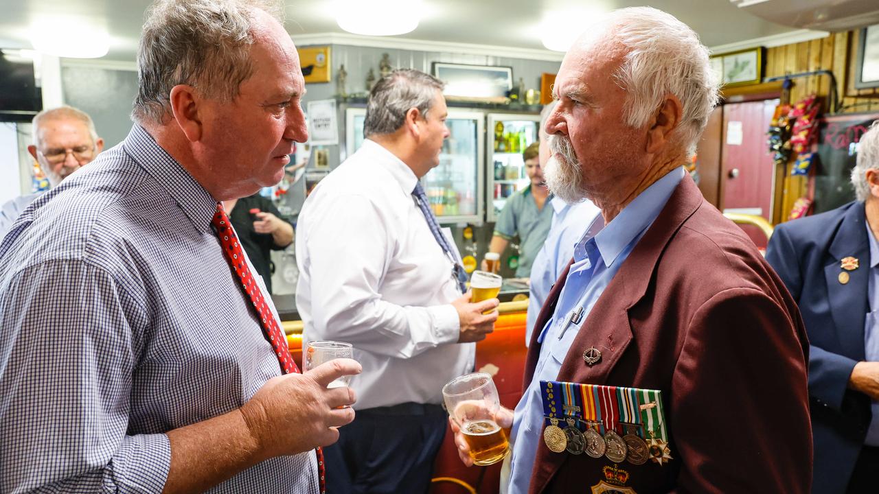 Joyce talks to the locals during a Proserpine RSL visit on March 22.