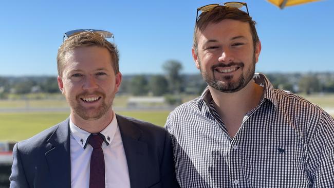 Alex Turner and Brock Goldsmith at the Gympie Races on June 15, 2024.