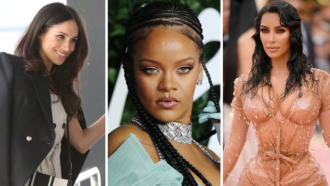 Fashion Decade Art - Meghan Markle, Rihanna, Kim Kardashian. Picture: Getty/AFP