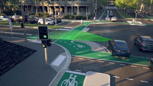 Melbourne protected bike lane intersection