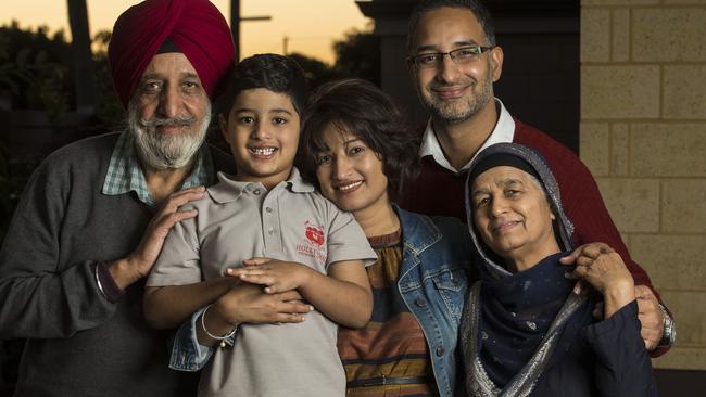 The Singh family in Perth. Picture: Ross Swanborough