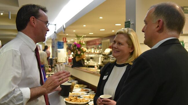 Opposition Leader Michael O'Brien (left) at the East Malvern RSL.