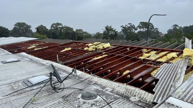 Storm damage at 2 Charles St in Carlingford, where a roof blew off four townhouses.