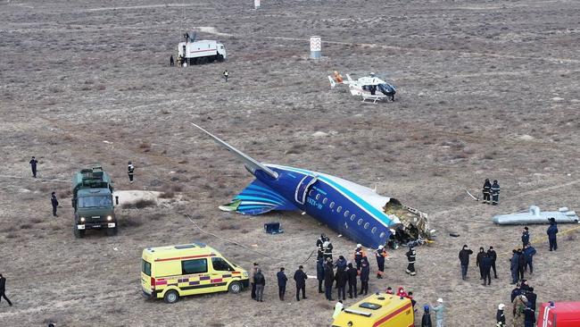 A drone view shows the crash site of an Azerbaijan Airlines passenger plane near the city of Aktau, Kazakhstan December 25, 2024. REUTERS/Azamat Sarsenbayev