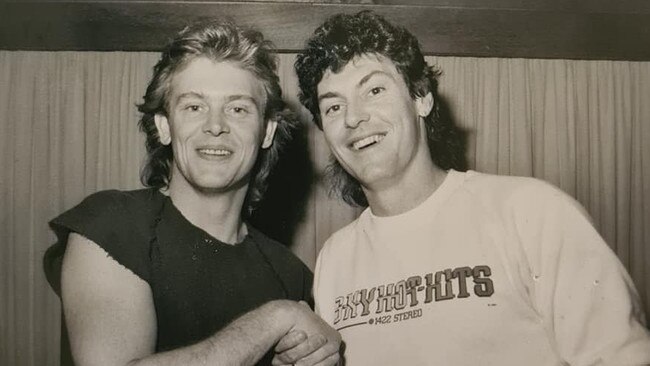 Kevin Hillier (right) with John Farnham at radio station 3XY. Picture: Facebook.