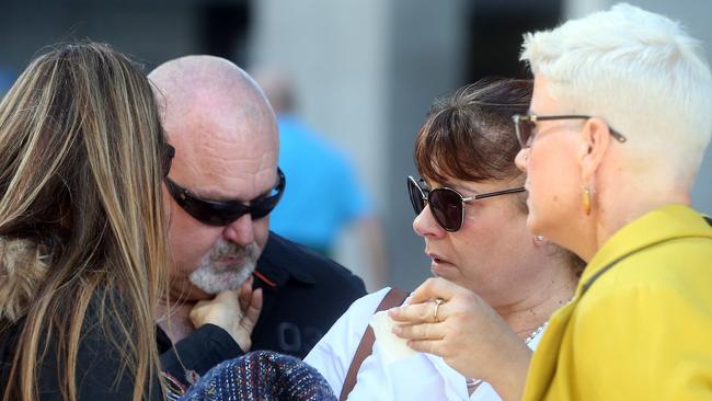 The Judge delivered his verdict in the Jack Beasley trial following the judge only trial last month. Parents Brett and Belinda with family and friends outside the Supreme Court. Picture: NCA NewsWire/ Richard Gosling