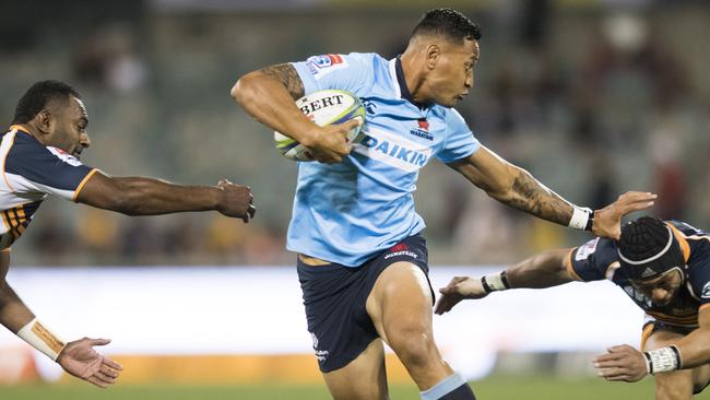 Israel Folau suffered a hamstring injury in the Waratahs’ win over the Brumbies.