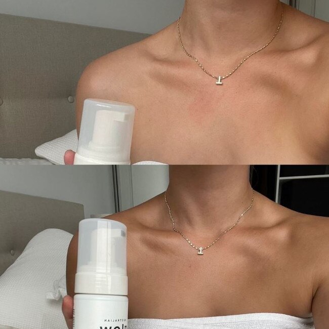 Before and after photo of the 1 Hour Express Dark Self Tan Mousse – the most popular product in the range.