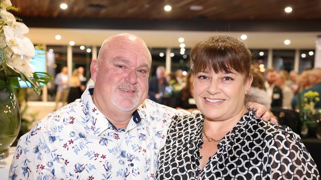 Brett Beasley and Belinda Beasley at the Gold Coast Australian of the Year Awards 2024 at Skypoint Q1. They were named the Gold Coast Australians of the Year. Picture: Portia Large.