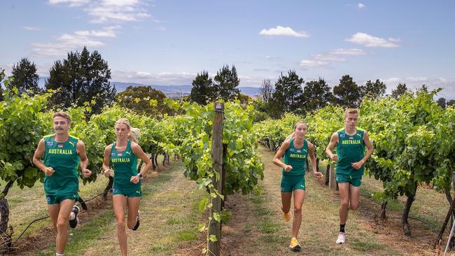 Australian athletes checking out the course in Bathurst.