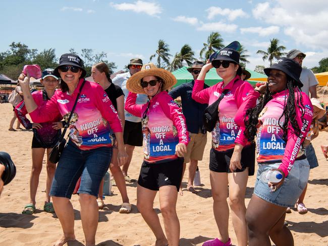 Ladies SlappaÃ•s Thong Throw at the Darwin Beer Can Regatta at Mindil Beach, 2024. Picture: Pema Tamang Pakhrin