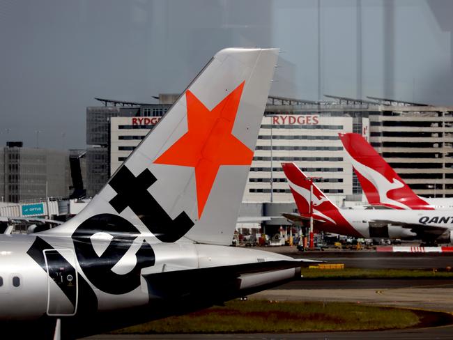 SYDNEY, AUSTRALIA - NewsWire Photos - OCTOBER 14, 2022: General generic editorial stock image of Jetstar aircraft at Sydney Domestic Airport. Picture: NCA NewsWire / Nicholas Eagar