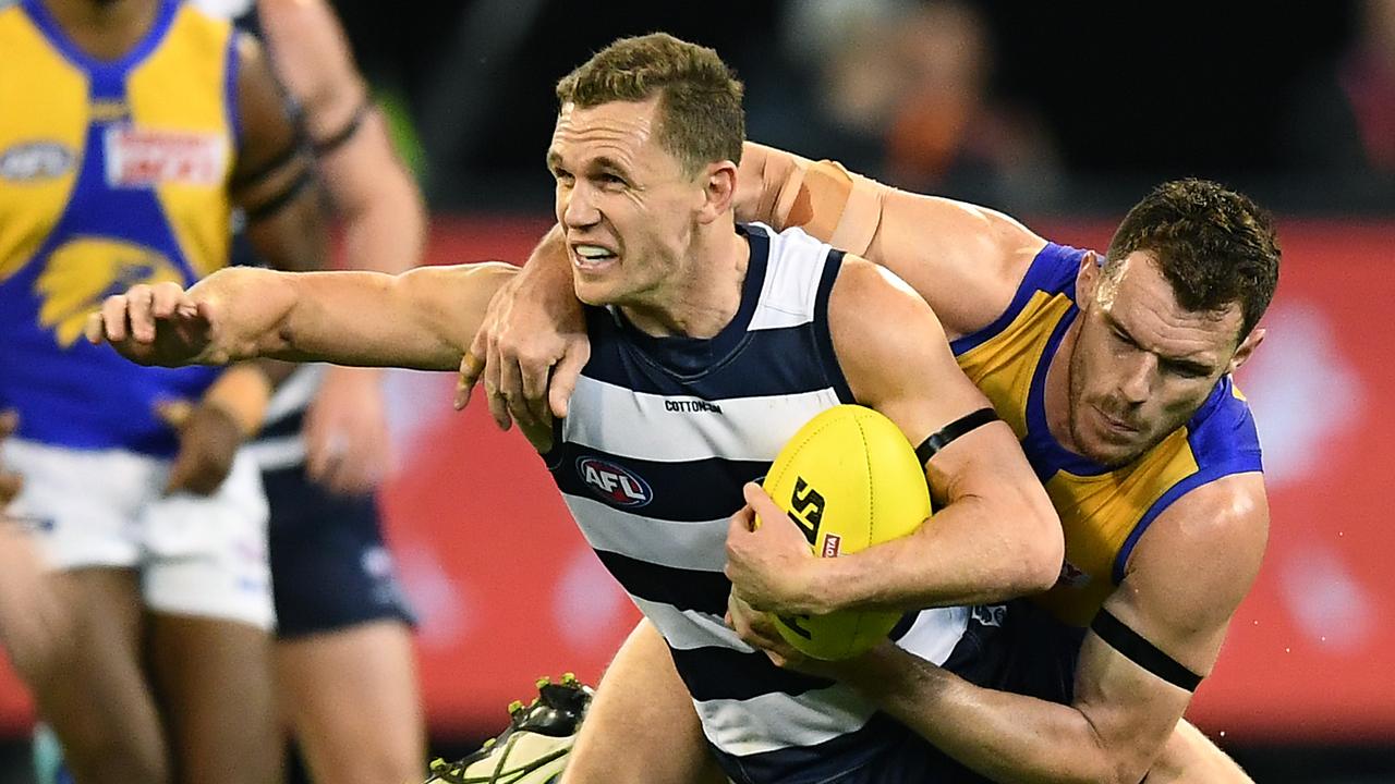 Joel Selwood led the way for the Cats in their semi-final against West Coast. Picture: Getty Images