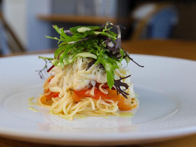 Blue swimmer crab angel hair pasta. Picture: Jenifer Jagielski