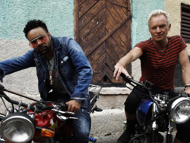 On your bikes: Sting and Shaggy deliver the album no one asked for. Picture: Universal