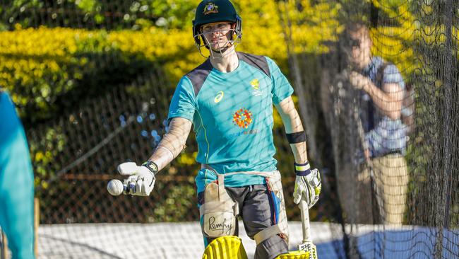 Smith looked more rusty than Warner after injury, illness and time away. Picture: AAP Image/Glenn Hunt