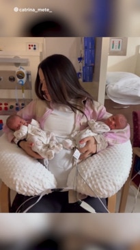 Red Wiggle Caterina Mete has welcomed her twin girls