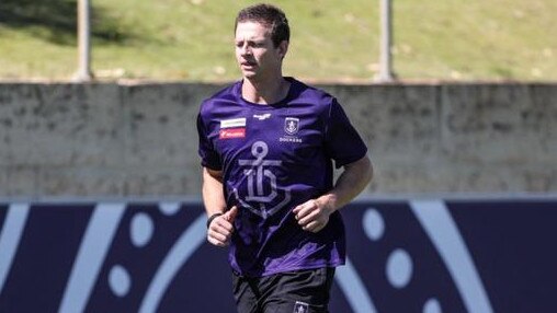 Nat Fyfe is back at training with the Dockers after surgery.