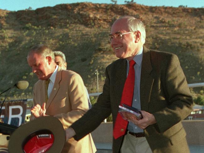 Former Prime Minister John Howard at Albrecht Oval in August, 2002. Picture: Lex Ballantyne.