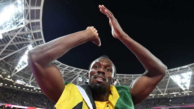 Jamaica's Usain Bolt receives applause after the Men’s 100m.