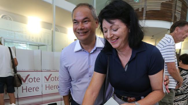 Polling day at the last Gold Coast council election, Tom and Ruth Tate voting at Evandale. Picture Mike Batterham