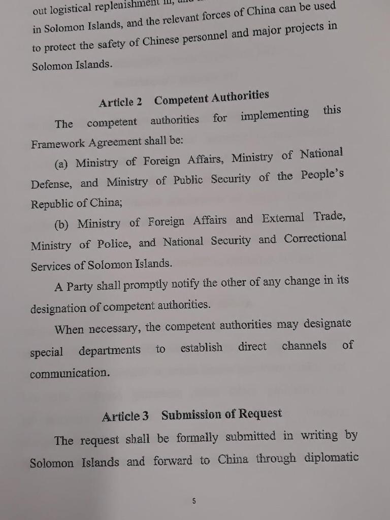 China and the Solomons signed a security pact this week but the final agreement hasn’t been released yet. Picture: Twitter