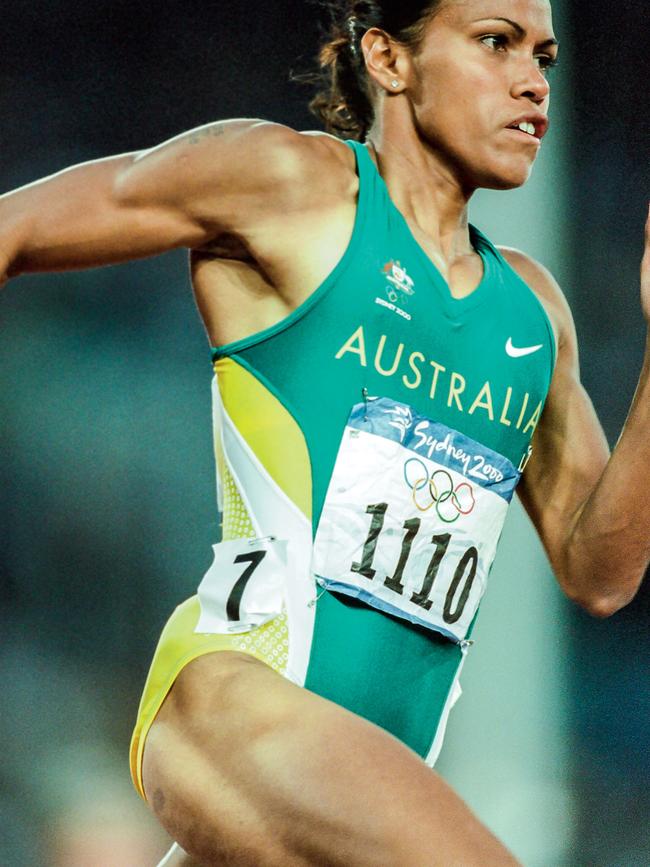 On of Cathy Freeman’s green and gold running suits. Picture: Simon Bruty/Getty Images