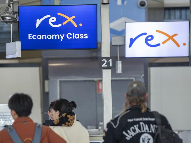 SYDNEY, AUSTRALIA. NewsWire Photos.July 30, 2024.Generics of Rex airlines at Sydney domestic airport. The Australian airline is forced into a trading halt amid questions about the airlineÃs future.Picture: NewsWire / Jeremy Piper