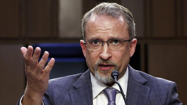 Peiter Zatko, former head of security at Twitter, testifies before the Senate Judiciary Committee on data security at Twitter. Picture: Kevin Dietsch/Getty Images