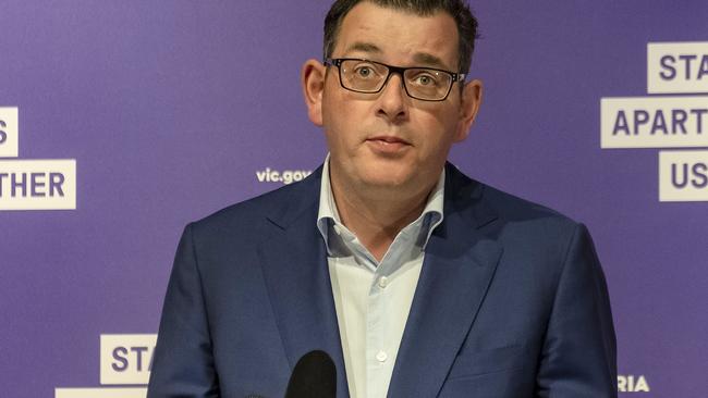 Daniel Andrews speaks to the media. Picture: AAP.