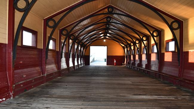 Queenscliff Pier's historic Waiting Shed has been vandalised, with its seating torn out. Picture: Facebook