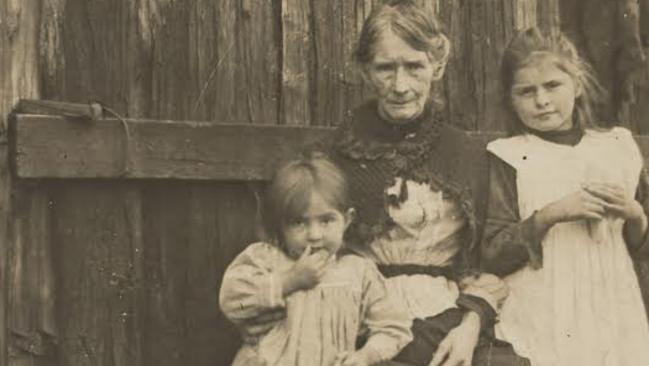 Ellen Kelly, Ned's mother, in 1911, with two of her grandchildren.