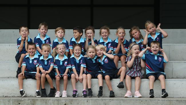 Kinder Orange strut their silly faces at Wamberal. Picture: Sue Graham