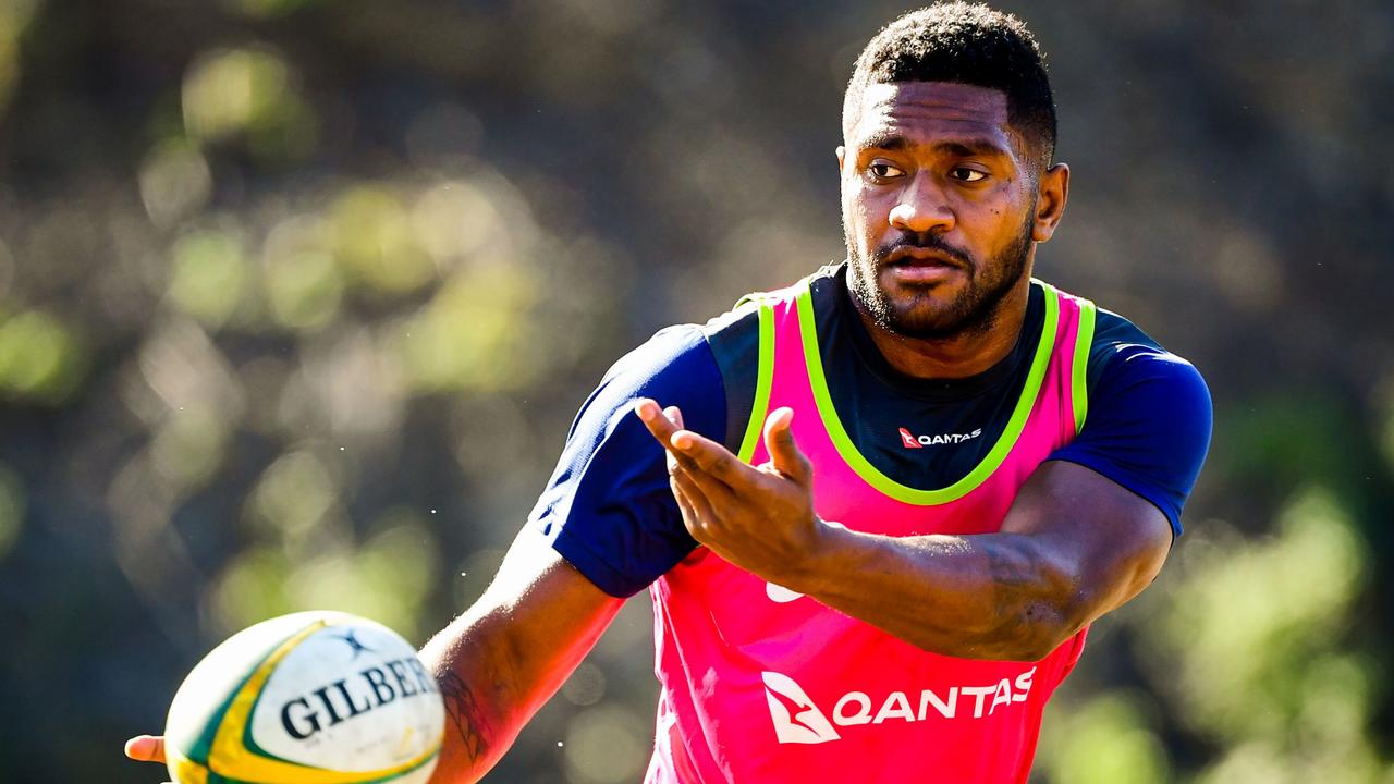 New Wallabies squad selection Isi Naisarani in action at training. Photo: Stu Walmsley, Rugby AU Media.