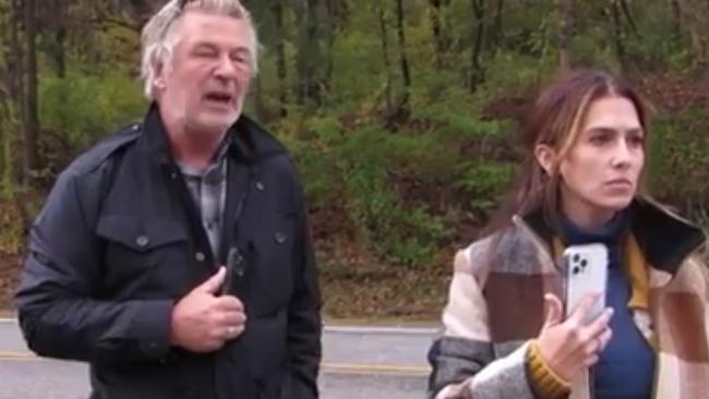 Alec Baldwin with his wife, Hilaria in Vermont. Picture: Backgrid,