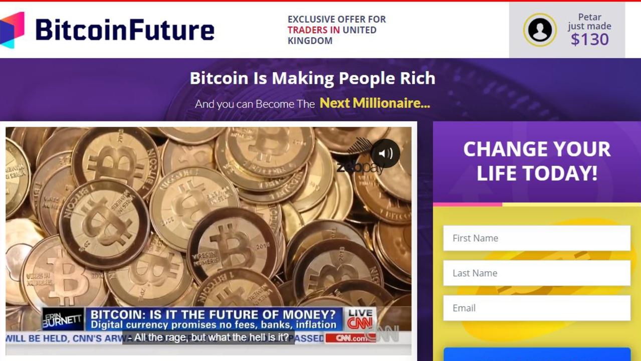 An international scam which uses the names and images of high-profile wealthy people to spruik dodgy cryptocurrency operations. Photo: Supplied