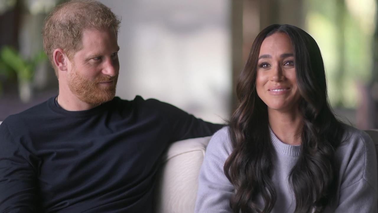 Harry and Meghan Netflix face the cameras. Picture: Netflix