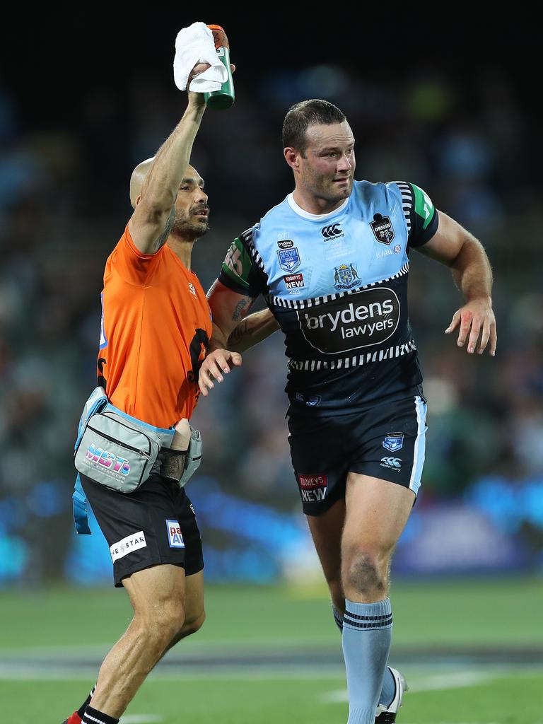 Boyd Cordner cops a knock. Picture: Mark Kolbe/Getty